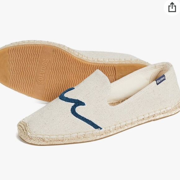 Soludos Cream and Navy Espadrilles - Picture 2 of 9
